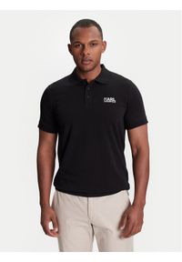 Karl Lagerfeld - KARL LAGERFELD Polo 745088 553235 Czarny Regular Fit. Typ kołnierza: polo. Kolor: czarny. Materiał: bawełna
