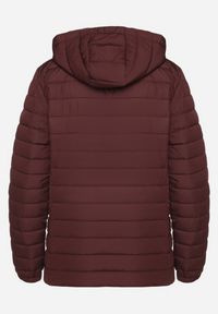 Born2be - Bordowa Pikowana Kurtka z Kapturem i Sznurkami Miviana. Okazja: na spacer. Typ kołnierza: kaptur. Kolor: czerwony. Materiał: jeans. Długość rękawa: długi rękaw. Długość: długie #7