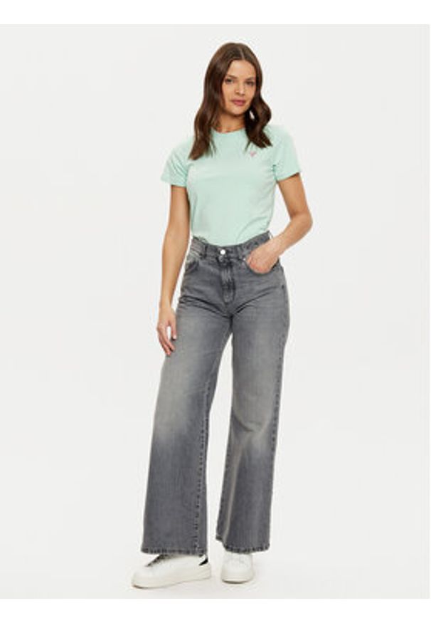 Guess Jeans T-Shirt W4YI10 J1314 Zielony Regular Fit. Kolor: zielony. Materiał: bawełna