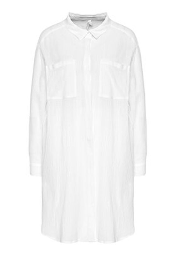 Seafolly Tunika Crinkle Twill 53108-CU Biały Regular Fit. Kolor: biały. Materiał: bawełna