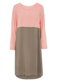 Sukienka oversize bonprix jasny koralowy - jasnooliwkowy. Kolor: pomarańczowy. Typ sukienki: oversize #1