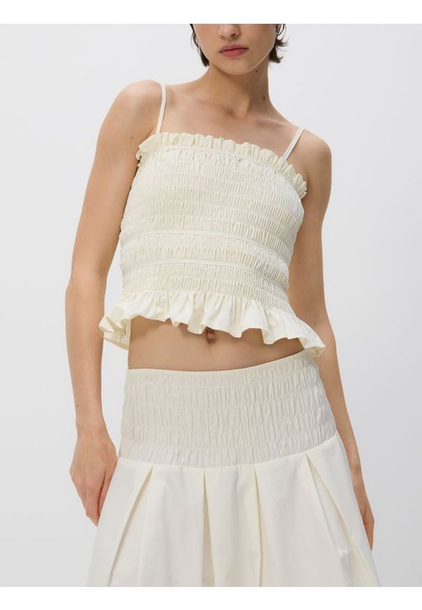 Reserved - Strukturalny top - złamana biel. Materiał: bawełna