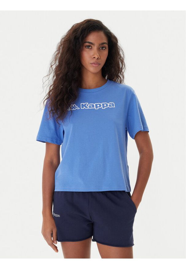 Kappa T-Shirt Frega 351M1KW Turkusowy Regular Fit. Kolor: turkusowy. Materiał: bawełna