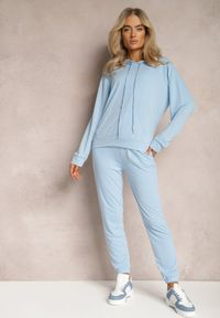Renee - Jasnoniebieski Klasyczny Komplet Dresowy z Bluzą Kangurką i Spodniami Typu Jogger Salevia. Kolor: niebieski. Materiał: dresówka #3