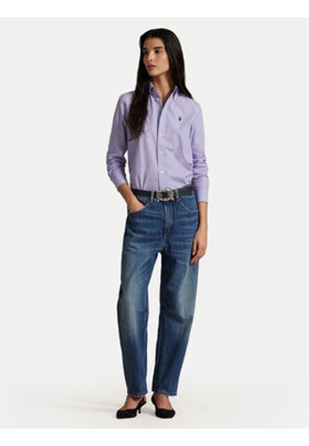 Polo Ralph Lauren Koszula 211941509003 Fioletowy Slim Fit. Typ kołnierza: polo. Kolor: fioletowy. Materiał: bawełna