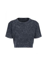 BUILD YOUR BRAND - Koszulka Damska Acid Wash Crop T-shirt. Kolor: biały, wielokolorowy, szary