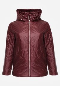 Born2be - Czerwona Pikowana Kurtka Przejściowa o Prostym Kroju z Kapturem Vimoris. Okazja: na spacer, na co dzień. Typ kołnierza: kaptur. Kolekcja: plus size. Kolor: czerwony. Materiał: poliester, jeans. Styl: casual, elegancki #1
