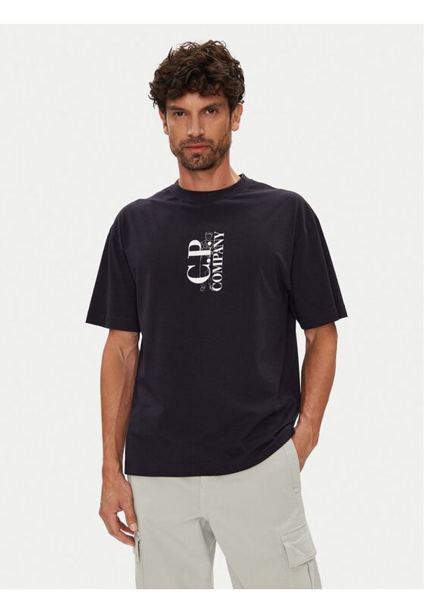 C.P. Company T-Shirt 19CMTS092A005100W Granatowy Regular Fit. Kolor: niebieski. Materiał: bawełna