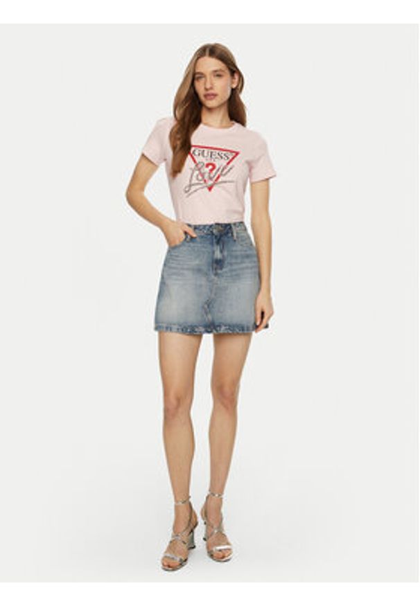 Guess T-Shirt W5RI10 I3Z14 Różowy Regular Fit. Kolor: różowy. Materiał: bawełna