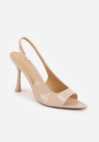 Renee - Ciemnobeżowe Sandały VICES na Szpilce z Lakierowanym Wykończeniem Nesamenis. Zapięcie: sprzączka. Kolor: beżowy. Materiał: lakier. Obcas: na szpilce. Styl: elegancki, klasyczny #5