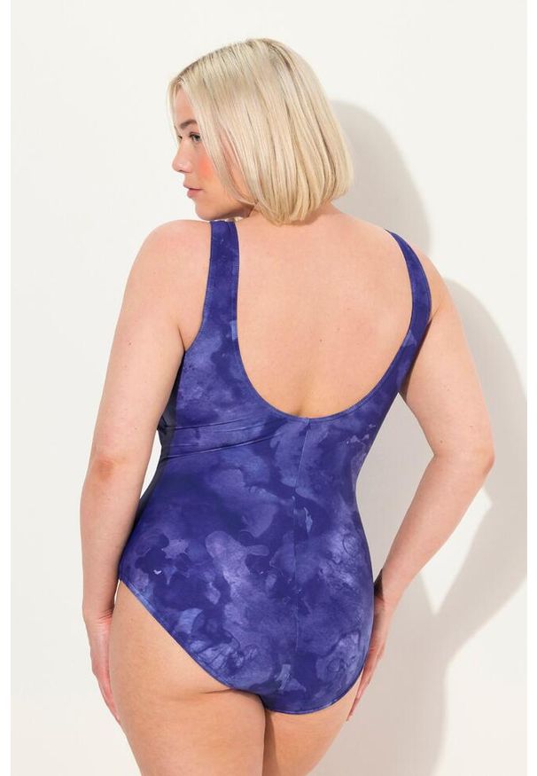 ULLA POPKEN - Damskie Kostium kąpielowy ukośne paski bez miękkich miseczek. Kolekcja: plus size. Kolor: fioletowy. Materiał: poliamid, poliester, materiał, elastan. Wzór: paski