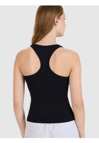 4f - 4F Top slim gładki damski - czarny XXL. Kolor: czarny. Materiał: jersey, dzianina, materiał, elastan, bawełna. Wzór: gładki #2