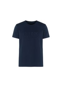 Ochnik - T-shirt męski. Kolor: niebieski. Materiał: bawełna. Wzór: haft