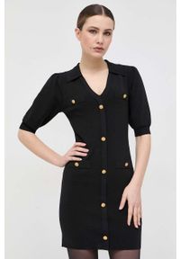 Silvian Heach sukienka kolor czarny mini dopasowana. Kolor: czarny. Długość rękawa: krótki rękaw. Typ sukienki: dopasowane. Długość: mini #2