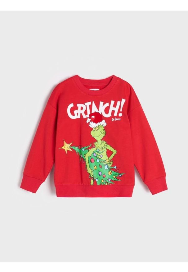 Sinsay - Bluza Grinch - czerwony. Kolor: czerwony. Długość rękawa: długi rękaw. Długość: długie. Wzór: nadruk