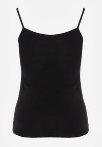 Born2be - Czarny Bawełniany Top na Ramiączkach z Ozdobną Koronką przy Dekolcie Berlisa. Kolor: czarny. Materiał: bawełna, koronka. Długość rękawa: na ramiączkach. Wzór: koronka #6