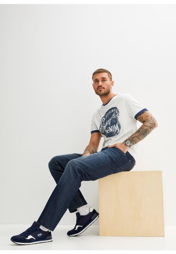 bonprix - Dżinsy Classic Fit Straight. Stan: podwyższony. Kolor: niebieski