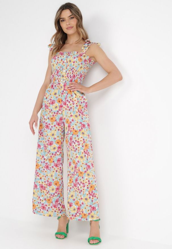 Born2be - Niebiesko-Różowy Kombinezon Alemonice. Kolor: niebieski. Długość rękawa: na ramiączkach. Długość: długie. Styl: klasyczny