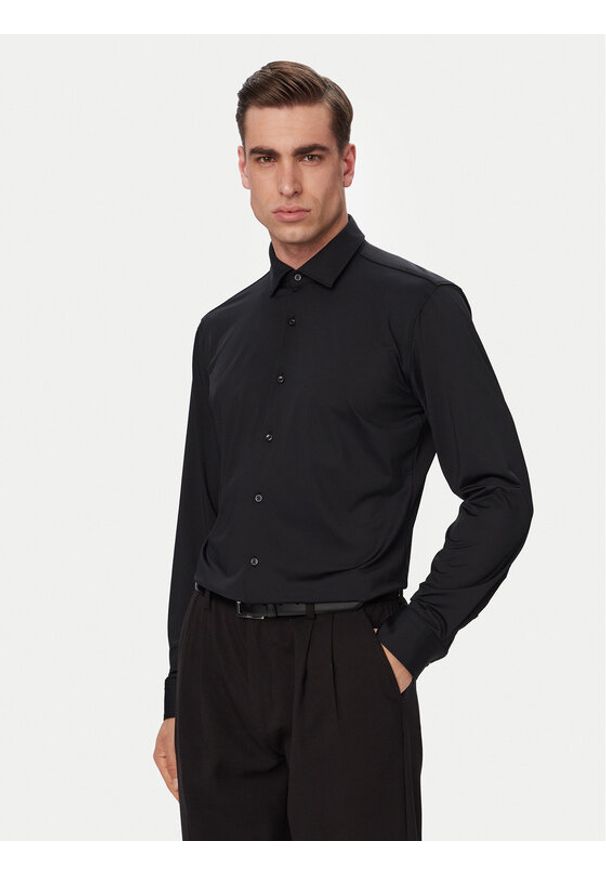 Hugo - HUGO Koszula Kenno 50481195 Czarny Slim Fit. Kolor: czarny. Materiał: syntetyk