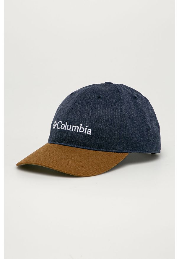 columbia - Columbia - Czapka. Kolor: niebieski. Materiał: bawełna, materiał. Wzór: aplikacja
