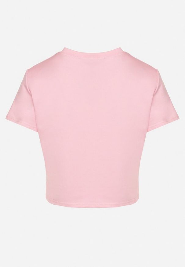 Born2be - Różowy T-shirt z Bawełny o Krótkim Kroju Galarina. Okazja: na co dzień. Kolor: różowy. Materiał: bawełna. Długość: krótkie. Styl: casual, klasyczny, elegancki