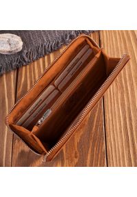 PAOLO PERUZZI - Portfel skórzany vintage Paolo Peruzzi pomarańczowy T-116-HOR. Kolor: pomarańczowy. Materiał: skóra. Wzór: geometria #1