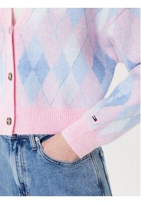 Tommy Jeans Kardigan Argyle DW0DW21180 Różowy Relaxed Fit. Kolor: różowy. Materiał: syntetyk