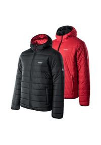 Hi-tec - Dwustronna męska kurtka trekkingowa 2w1 Hi-Tec Halden czarno-czerwona rozmiar M. Kolor: wielokolorowy, czerwony, czarny. Materiał: syntetyk #1
