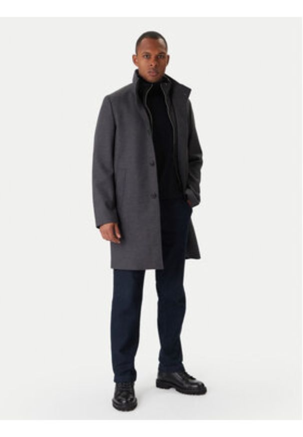 Marc O'Polo Płaszcz wełniany 529 0288 71044 Szary Regular Fit. Typ kołnierza: polo. Kolor: szary. Materiał: syntetyk