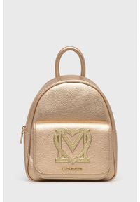 Love Moschino plecak damski kolor złoty mały gładki. Kolor: złoty. Wzór: gładki