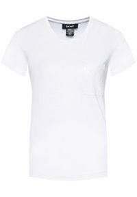 DKNY T-Shirt P0RAOC2R Biały Regular Fit. Kolor: biały. Materiał: bawełna