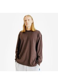 Decathlon - Koszulka długi rękaw męska Elementals. Kolor: brązowy. Materiał: materiał. Długość rękawa: długi rękaw. Długość: długie