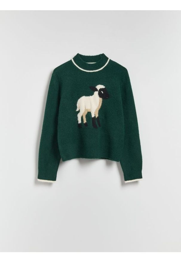 Reserved - Sweter z domieszką wełny - zielony. Kolor: zielony. Materiał: wełna