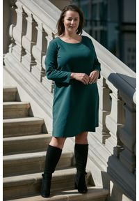 Moda Size Plus Iwanek - Sukienka Klara w kolorze ciepłego bałtyku XXL OVERSIZE JESIEŃ. Okazja: na co dzień. Materiał: poliester, bawełna, dresówka, materiał, dzianina. Sezon: zima, jesień, wiosna. Typ sukienki: oversize. Styl: casual #1