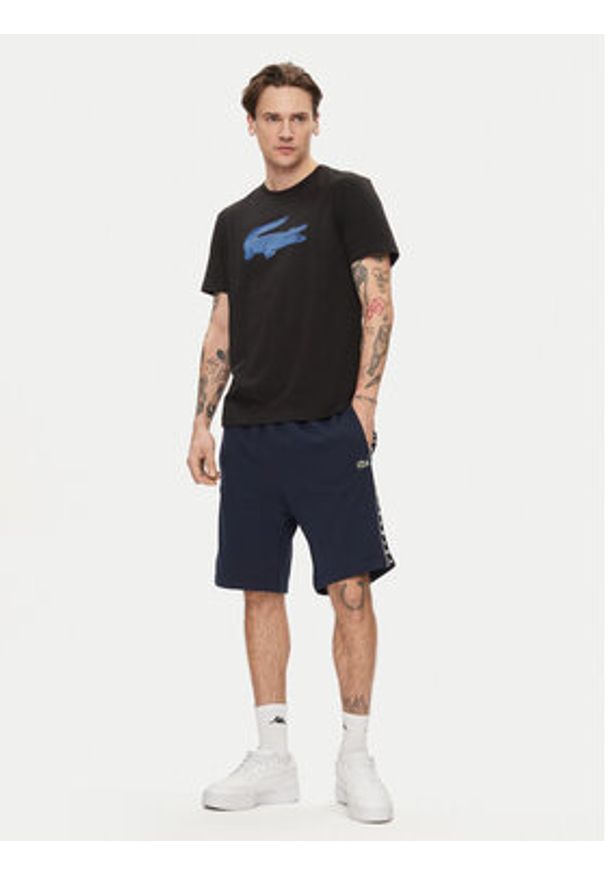 Lacoste T-Shirt TH2042 Czarny Regular Fit. Kolor: czarny. Materiał: syntetyk, bawełna