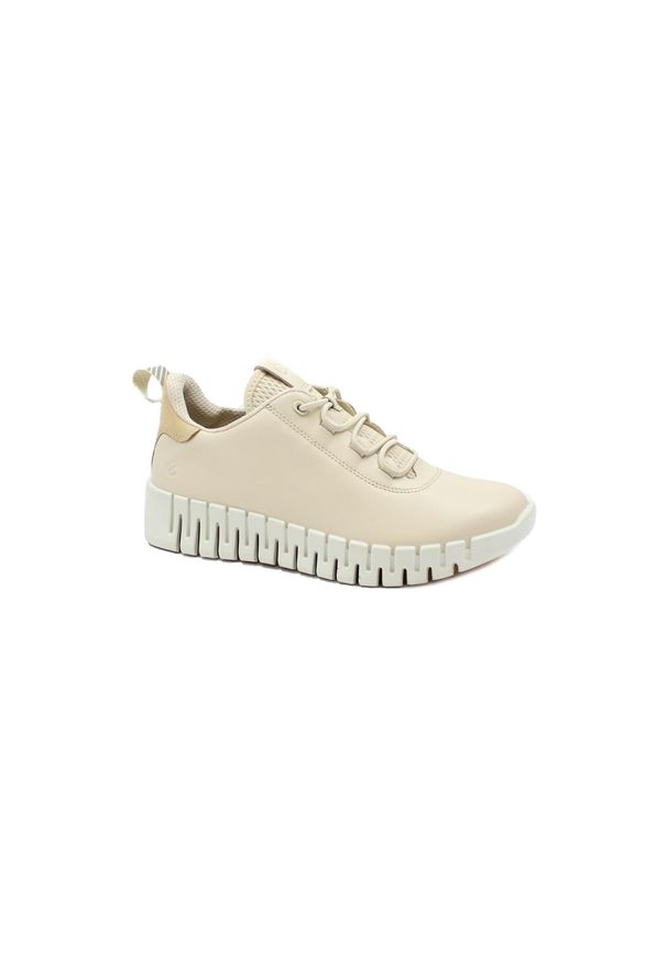 ecco - Buty do biegania damskie Ecco Sneaker Gruuv Lea. Zapięcie: sznurówki. Kolor: biały. Materiał: skóra, guma. Szerokość cholewki: normalna