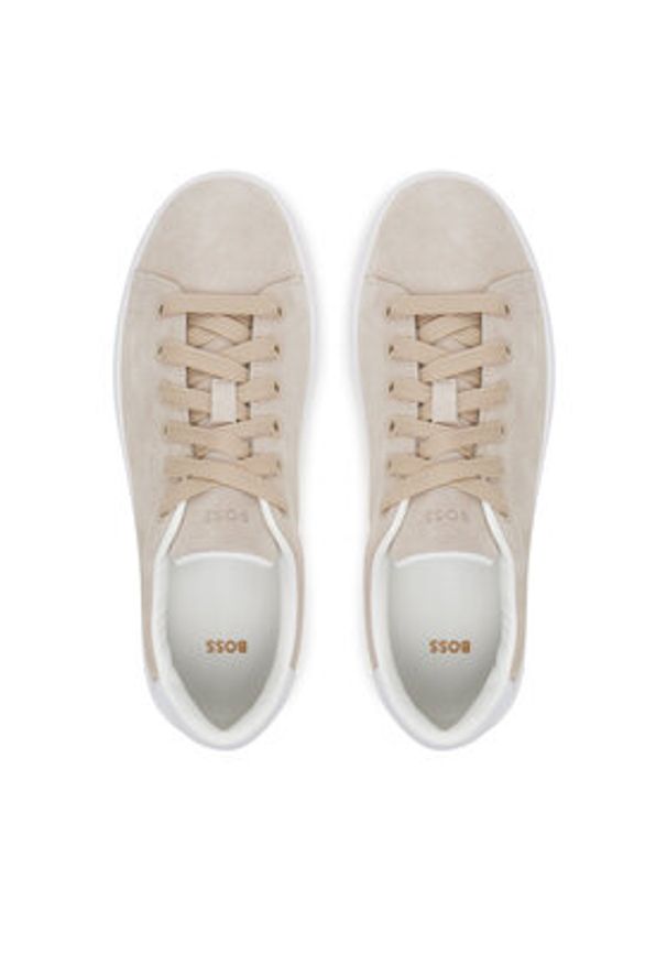 BOSS Sneakersy 50541646 Beżowy. Kolor: beżowy. Materiał: zamsz, skóra