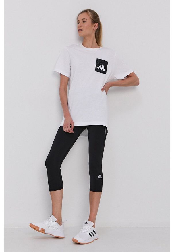 adidas Performance Legginsy H13250 damskie kolor czarny z nadrukiem. Stan: podwyższony. Kolor: czarny. Materiał: materiał. Wzór: nadruk