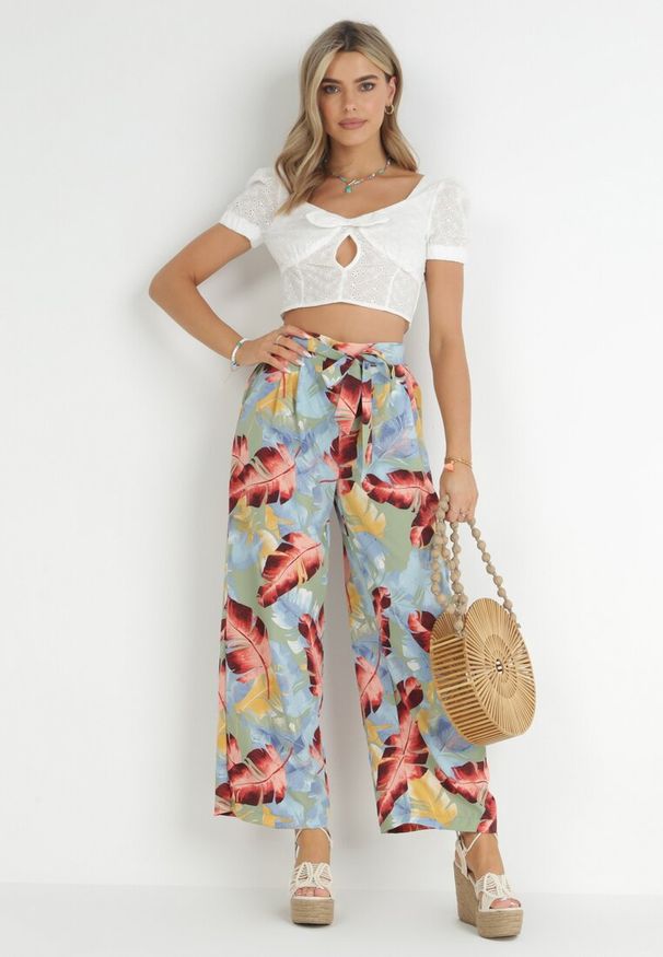 Born2be - Niebieskie Spodnie Naerochis. Kolor: niebieski. Materiał: materiał. Długość: długie. Wzór: aplikacja