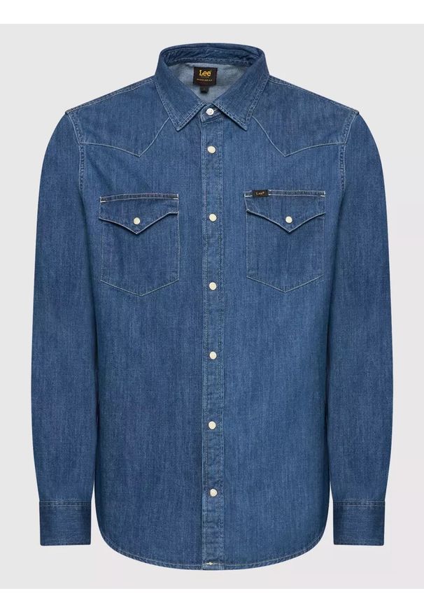 Lee - LEE REGULAR WESTERN MĘSKA KOSZULA JEANSOWA DIPPED BLUE L66WPLLA 112145397. Materiał: jeans