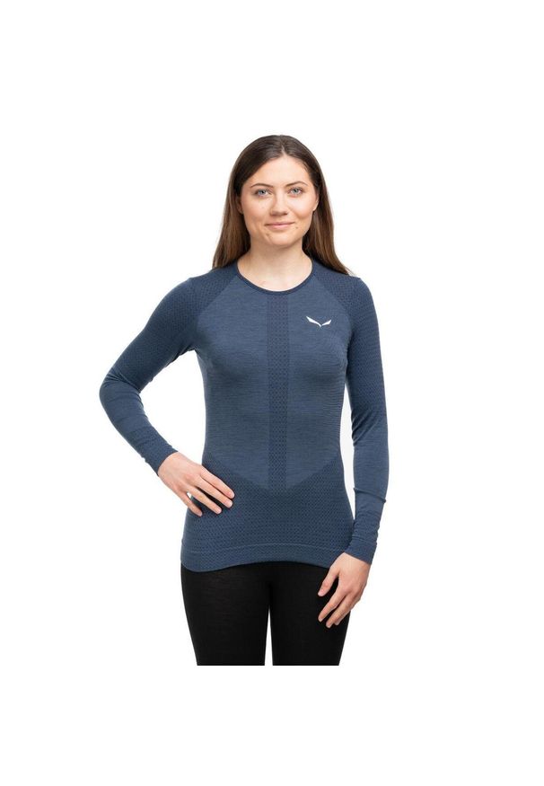 Salewa - Koszulka trekkingowa damska Zebru Responsive Ls Tee Women. Kolor: niebieski. Materiał: wełna. Długość rękawa: długi rękaw. Długość: długie