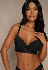Renee - Czarny Biustonosz o Gładkim Wykończeniu z Kokardką Phiphise. Kolor: czarny. Wzór: gładki #5