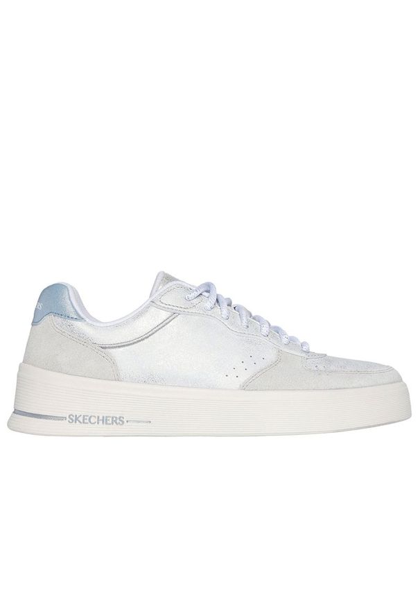 skechers - Buty damskie Skechers Hiland Shimmering Splendid 185171GRY - szare. Zapięcie: sznurówki. Kolor: szary. Materiał: guma, syntetyk, skóra. Szerokość cholewki: normalna. Wzór: gładki. Model: Skechers Sport