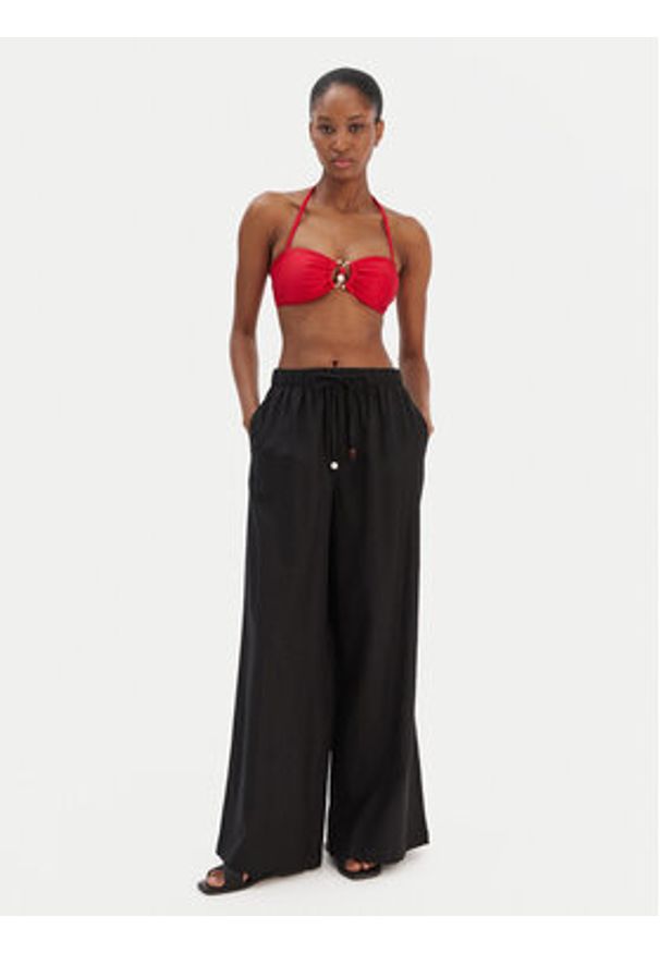 Seafolly Spodnie materiałowe Palermo 55549-PA Czarny Wide Leg. Kolor: czarny. Materiał: len