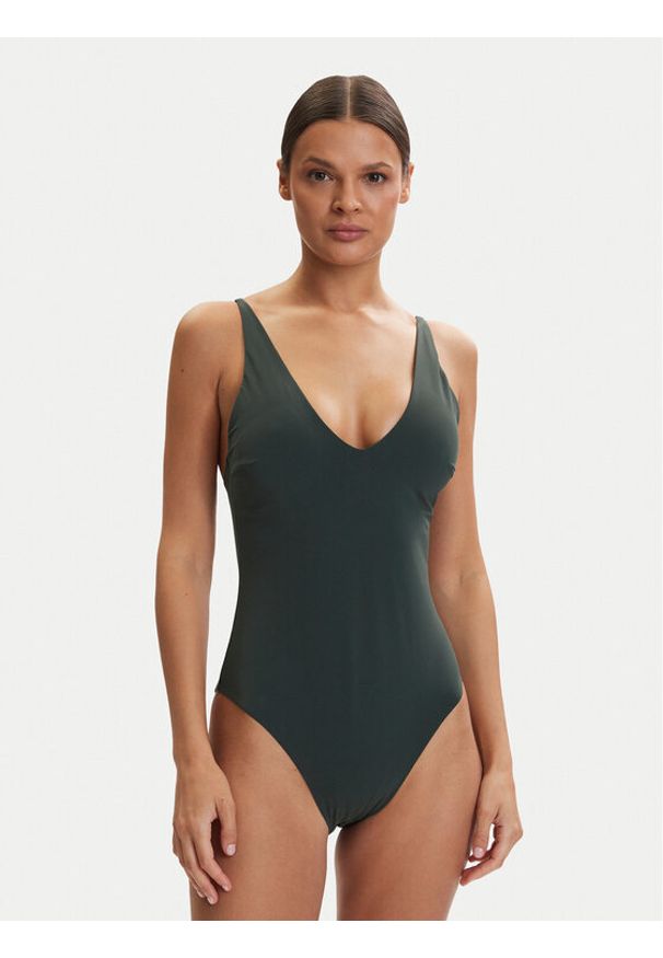 Calvin Klein Swimwear Strój kąpielowy LV00Q61105 Zielony. Kolor: zielony. Materiał: syntetyk