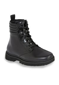 Calvin Klein Jeans Trzewiki Eva Mid Laceup Boot Lth YM0YM00837 Czarny. Kolor: czarny