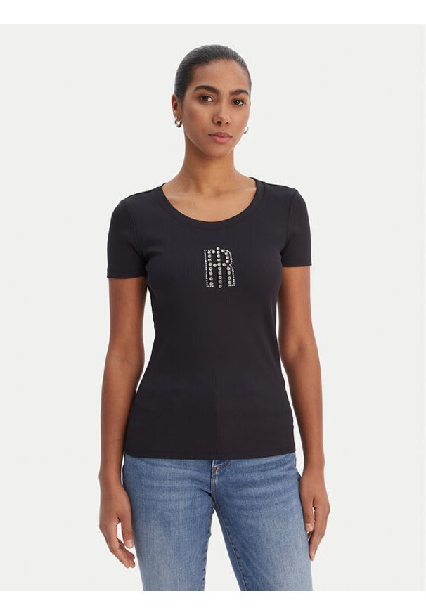 Fracomina T-Shirt FP26ST3001J42701 Czarny Slim Fit. Kolor: czarny. Materiał: syntetyk