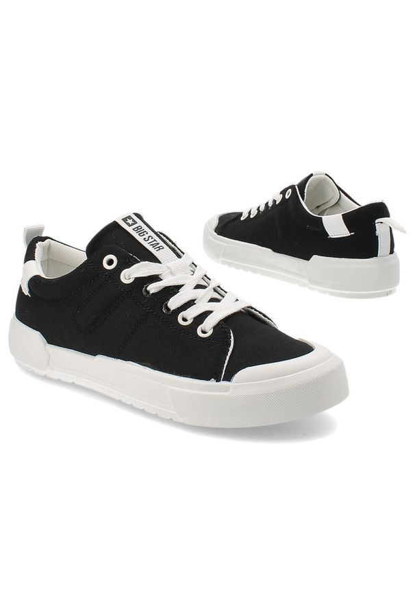 Big-Star - Czarne Trampki Big Star Sportowe Obuwie Unisex. Okazja: na co dzień. Kolor: czarny. Materiał: materiał. Styl: sportowy