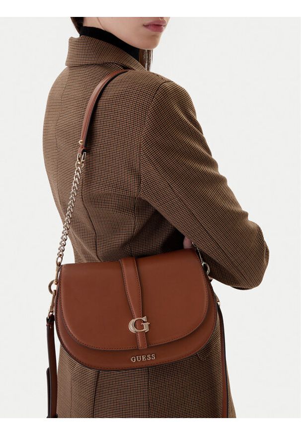 Guess Torebka Carrie HWVG98 96200 Brązowy. Kolor: brązowy. Materiał: skórzane