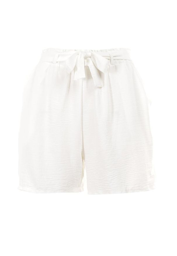 Born2be - Białe Szorty Partheia. Kolekcja: plus size. Kolor: biały. Materiał: materiał, tkanina. Wzór: jednolity, gładki